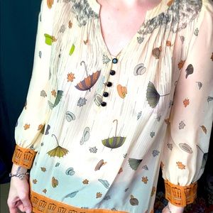 Anthropologie Floreat Rainy Day Blouse